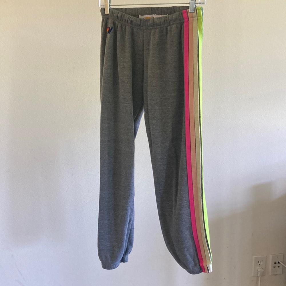 Aviator nation gray stripe leg sweatpants